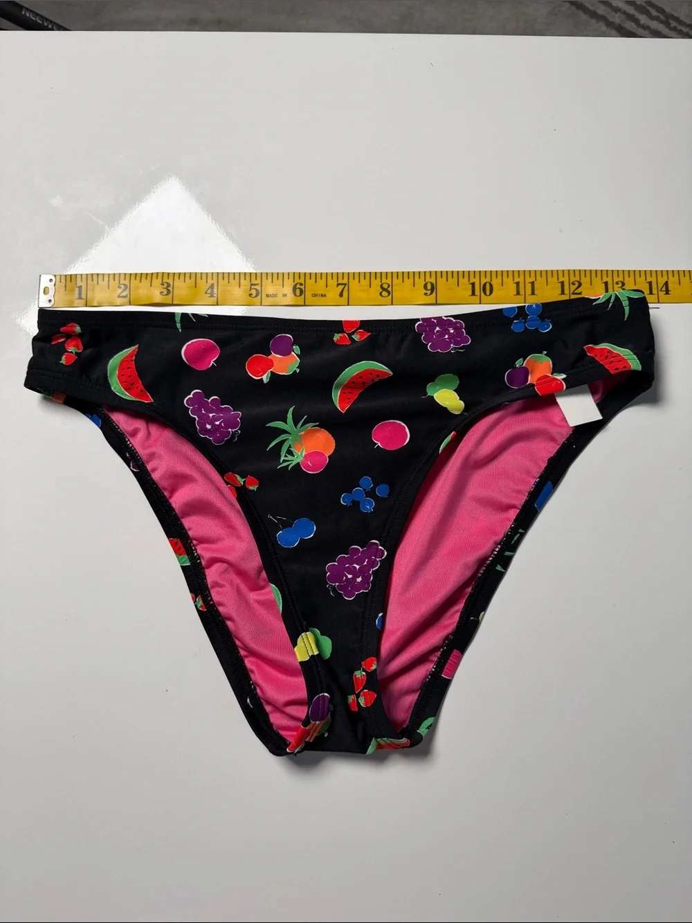 kate spade Black Bandeau Bikini with Multicolor Fruit Print